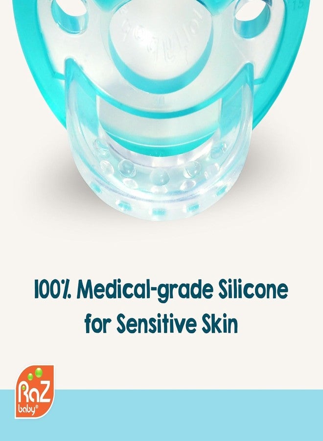 RaZbaby Jollypop Pacifier for Babies 3 Months and Up, USA Made, Natural Shaped Orthodontic Binky, Lovingly Shared in NICUs & Hospitals Worldwide, Medical-Grade 100% BPA-Free, 0-3m (Variety, 4 Count) - Image 5